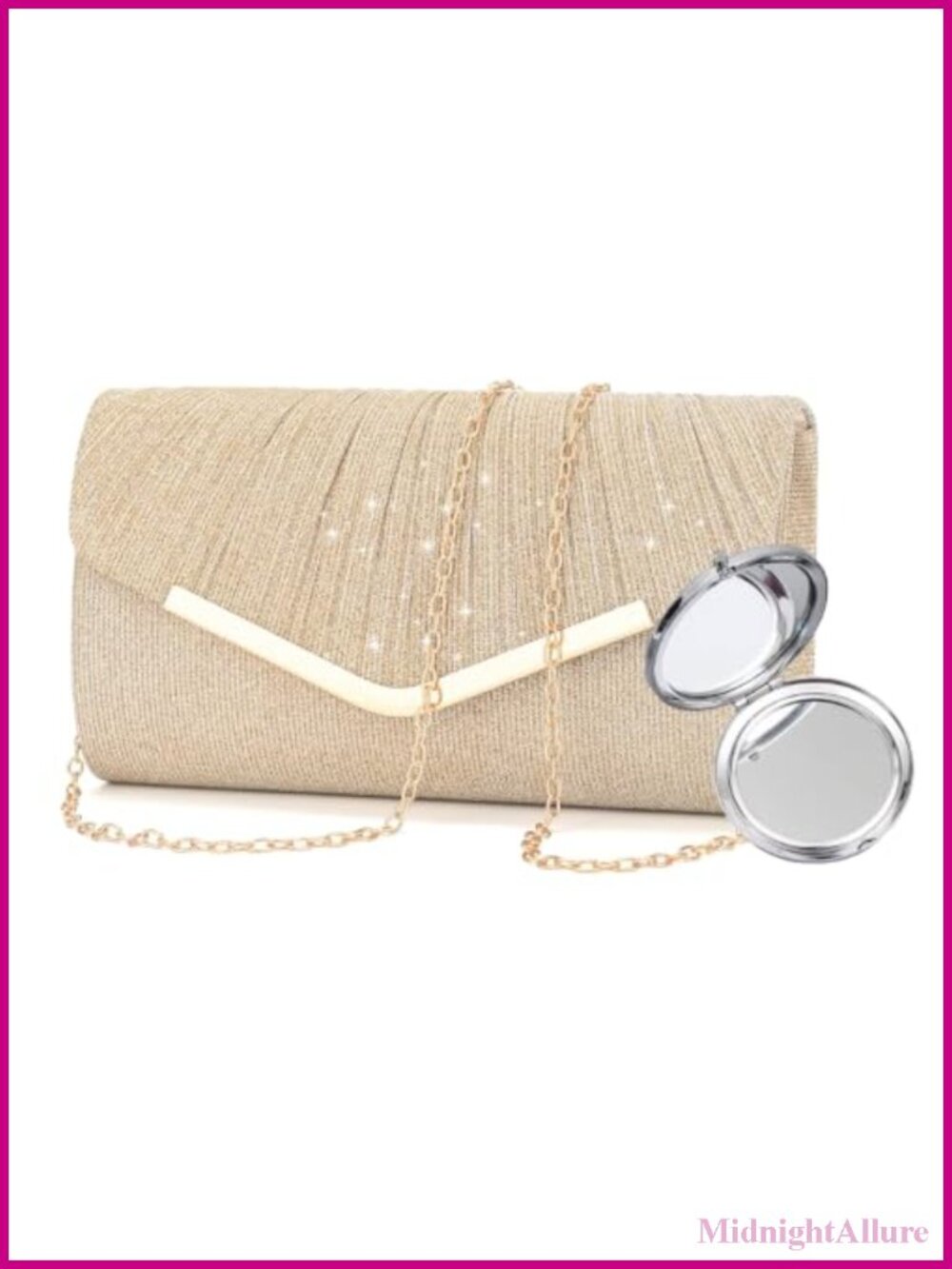 Sequin Evening Clutch Purse Satin Magnetic Snap Chain Strap Wedding Party Prom